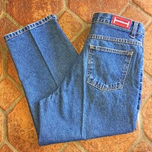 Vtg 90's Halston High Waisted Cropped Blue Jeans